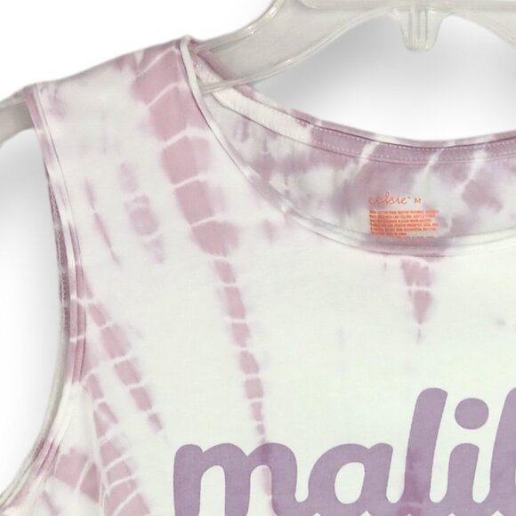 COLSIE-Crop Top Tank-Women's-MEDIUM-Purple-White-Casual-Summer-Cool-Comfort - Picture 2 of 5